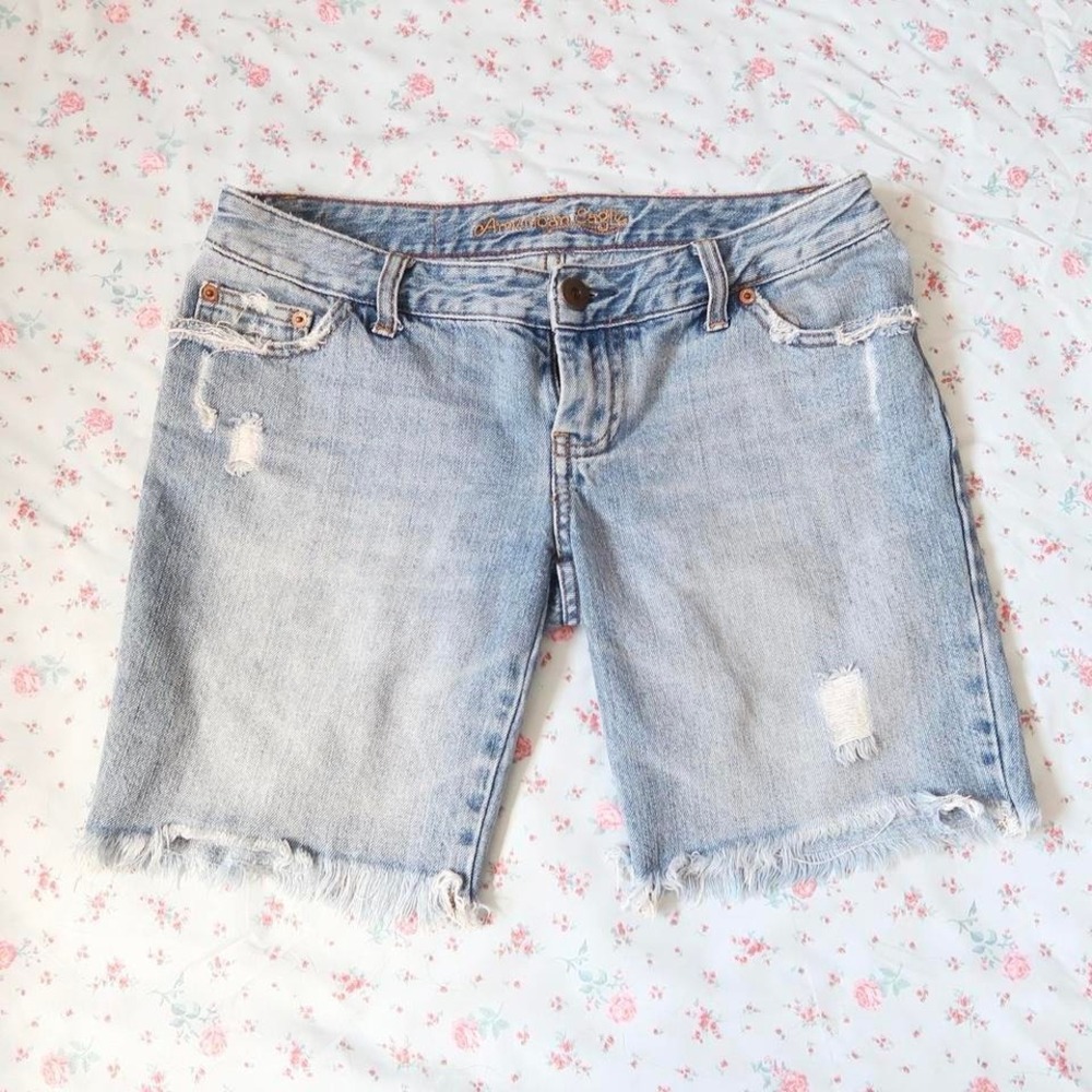 american eagle distressed bermuda denim shorts low rise y2k